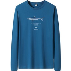 남성용 힙한 상어 일러스트 캐주얼 빅사이즈 긴팔티