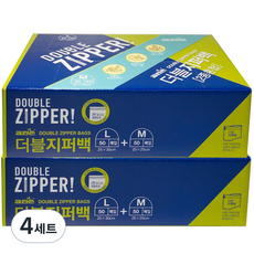 크린손 더블 지퍼백 L + M, 혼합, 100개입, 4개