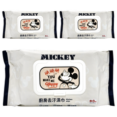 收納王妃 迪士尼 廚房去汙濕巾 有蓋 遮眼米奇 80抽, 1組