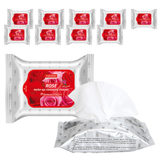 PUREDERM 卸妝濕紙巾 玫瑰, 30入, 10包