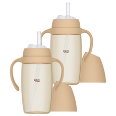 티지엠 유아용 PPSU 밀알 빨대컵, 280ml, 2개, 탠브라운
