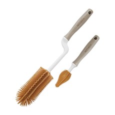 MOTHER-K 矽膠奶瓶刷組 Set, 可旋轉清洗, 不易吸收水分, 可沸水消毒, 椰子, 1組