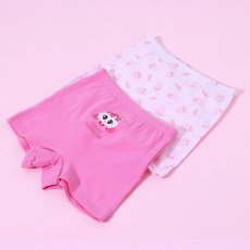 PremierFam 女童款 Catch! Teenieping 粉色棉質四角內褲 2件組