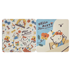 收納王妃 Hello Kitty50週年方形軟式珪藻土杯墊2件組, 描繪未來 米白色, 1組