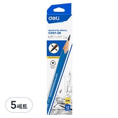deLi 得力 石墨藍色鉛筆 12入, 2B, 5套