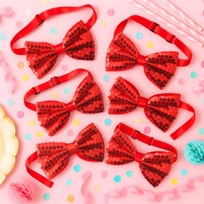 파티쇼 럭셔리 양면 나비 넥타이, 레드, 6개