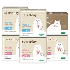 secretday 溫和純棉亞麻有機棉表層衛生棉 蝶翼型 中型 16片 x 3包 + 大型 14片 x 2包 + 超長夜用 8片 套組, 1套