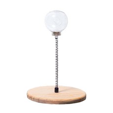 實木彈簧漏食球, 圓盤大孔, 適用於貓咪和狗狗, 28 x 19cm, 1個