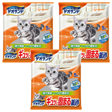 Deo Sand 瞬間消臭紙砂, 小顆粒材質 快速結團 強力消臭 5L, 無香, 3包