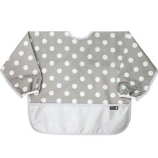 플리에 배색 방수 긴팔 턱받이, 05그레이도트, 1개, 1매