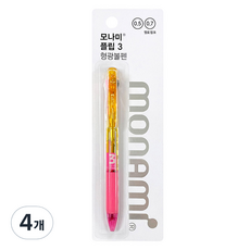 monAmi Flip3 螢光原子筆 0.7mm, 黃粉色, 4個