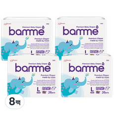 bamme 밤 기저귀 밴드형 대형, 4단계, 208매