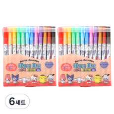 산리오캐릭터즈 마르지마요 사인펜 12색, 혼합색상, 6개