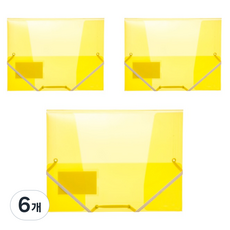 에코청운 칼라칩 X밴드 화일 A4, 노랑, 6개
