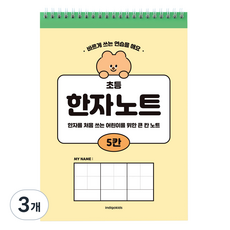 인디고 초등 5칸 한자노트 100g 35p, 옐로우, 3개