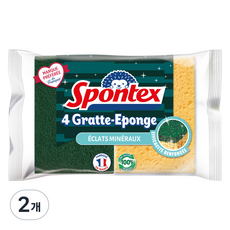 스폰텍스 ECLATS MINERAUX 미세 입자가 살아있는 스크럽 스펀지, 2개, 4개입
