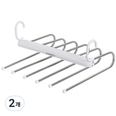 피키픽스 매직 접이식 6단 바지걸이, 화이트, 2개