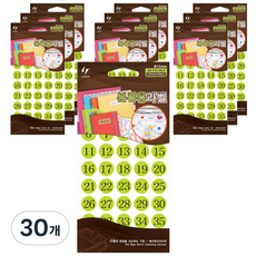 레이테크 인덱스 분류용 라벨 견출지 20-F414 LG 숫자 형광연두, 12개입, 30개