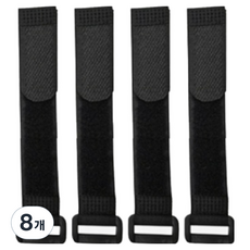 超寬魔鬼氈固定帶, 黑色, 8個