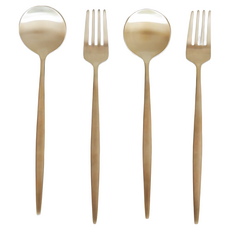 Notdam 方字鍮器西式甜點餐具2人組, 單一顏色, 湯匙 2支 + 叉子 2支