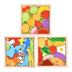 OZ TOY 平衡板拼圖 動物+食物+水果套組, 1套