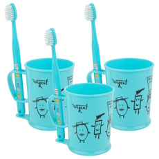 加寬兒童初中刷牙杯套組天空6-8歲, 3組