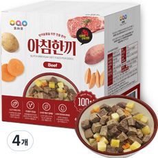오아오 전연령용 강아지 아침한끼 직화 소고기 습식사료, 소, 600g, 4개