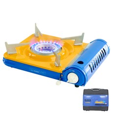 積木爐頭 纖薄高火力便攜式瓦斯爐 + 收納盒套組, 藍色 + 黃色, 1套