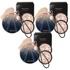 AGE20'S 黑金系列氣墊粉餅盒+替換芯 14g 2入組, 21 Light Beige, 3組