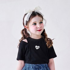 MARI N MORI 兒童女童愛心開衩抓皺T恤