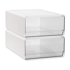 comet 家用透明抽屜多功能收納盒, 白色, 2個