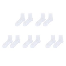 Dapumda 男士素色網眼運動中筒襪 5件組, 白色