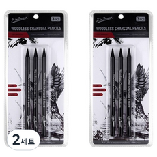 XIN BOWEN 黑色素描炭筆 3種 x 2支 組, 2套, 黑色