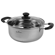 QUEEN SENSE IH爐適用不鏽鋼雙耳泡麵鍋+鍋蓋組, 混色, 24cm, 1組