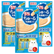 INABA CIAO 啾嚕肉泥 4條入, 鰹魚 乳酸菌配方, 56g, 3袋