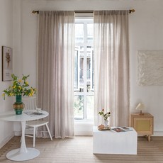 Mimisole 簡約厚實感性穿桿式窗簾, 駝色