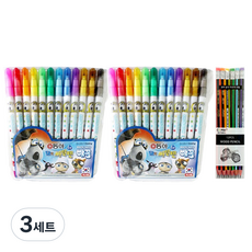 동아 빼꼼 사인펜 12색 2p + 투코비 삼각 지우개 연필 SG-208 6종 x 2p, 혼합색상, 3세트