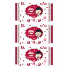 舒寶 櫻桃小丸子 純水潔淨柔濕紙巾, 80張, 加厚型, 無酒精, 零刺激, 柔軟親膚, 清潔舒爽, 3包