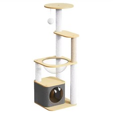 SkyLife 貓跳台 ZK-A 115cm, 原木色 + 白色, 1個