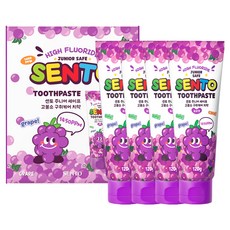센토 주니어 세이프 고불소 구취케어 어린이치약 포도향, 120g, 4개 120g, 4개