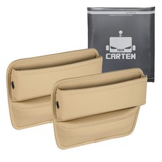 CARTEM 車用縫線側邊置物袋 CT299, 米色, 2個