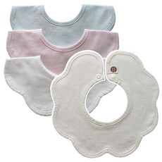 夏季素色花邊圍兜4件組