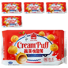 義美 小泡芙 厚奶茶, 57g, 5包