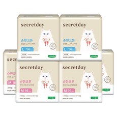 secretday 溫和純棉 亞麻有機表層衛生棉 翅膀型 中型 16片 x 4包 + 大型 14片 x 2包組合, 1套
