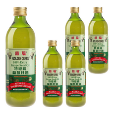 BIOES 囍瑞 特級100%純葡萄籽油, 低酸價0.1, 天然抗氧化花青素, 煎煮炒炸皆適宜, 西班牙原瓶原裝進口, 1L, 5瓶