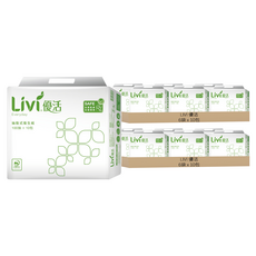 LIVI 優活 抽取式衛生紙 100%原生紙漿 PEFC花紋連續抽取式, 10包, 12袋