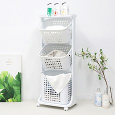 comet Home移動式推車多功能洗衣籃 3層, 象牙白