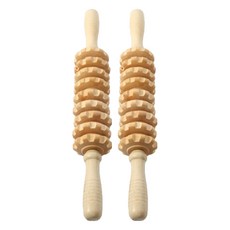 原木健康指壓滾輪按摩棒, 2個, 單一顏色