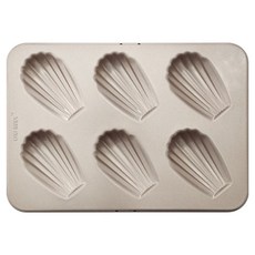 CHEFMADE 學廚 香檳金6連瑪德蓮蛋糕模, 不粘材質, WK9029, 1個, 27 x 19 x 1.5cm