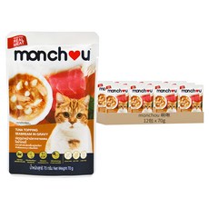 monchou 萌啾 全齡貓 真肉煲貓餐包, 白身鮪魚 + 頂級鯛魚, 70g, 12包